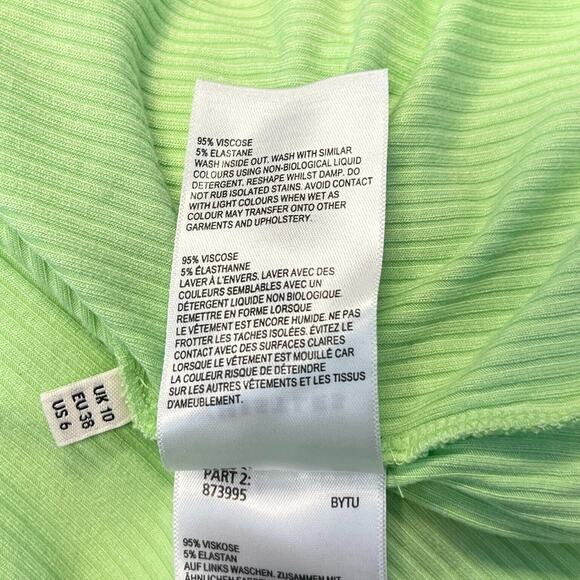 WHISTLES Top Womens Sz 6 Lime Green Fitted Ribbed Knit Square Neck Capsule NEW‎ - Picture 10 of 10